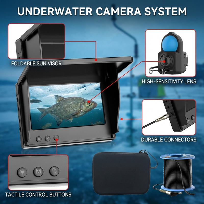 水中釣りカメラ 4.3インチ HD 1080P モニター 魚 - Fish Finder Case のレビューと価格